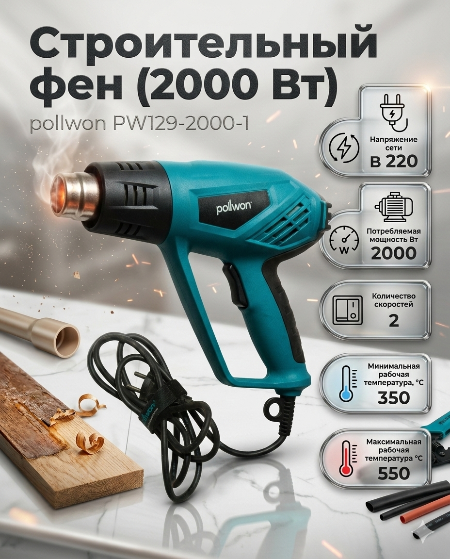 Строительный фен (2000 Вт)